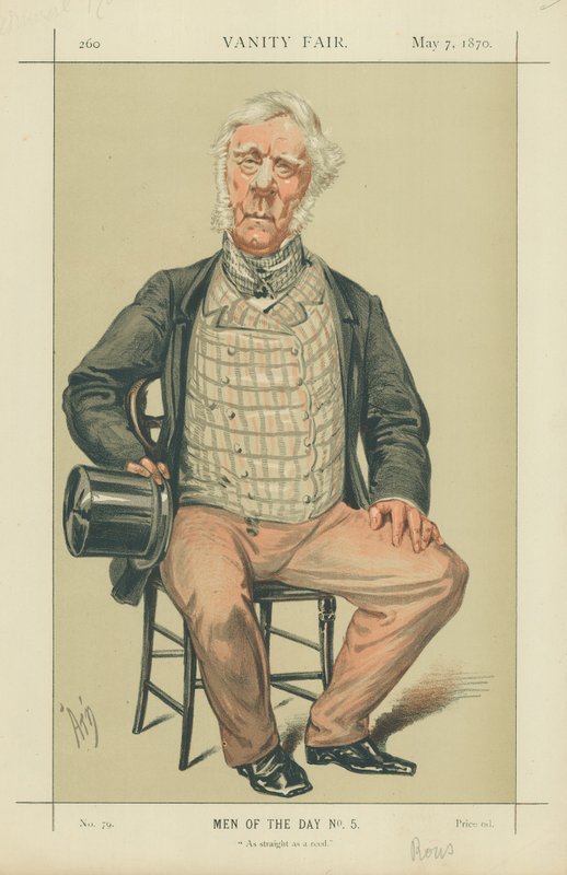 Admiral Rous, Suora kuin ruoko, 7. toukokuuta 1870, Vanity Fair -sarjakuva tekijältä Alfred Thompson