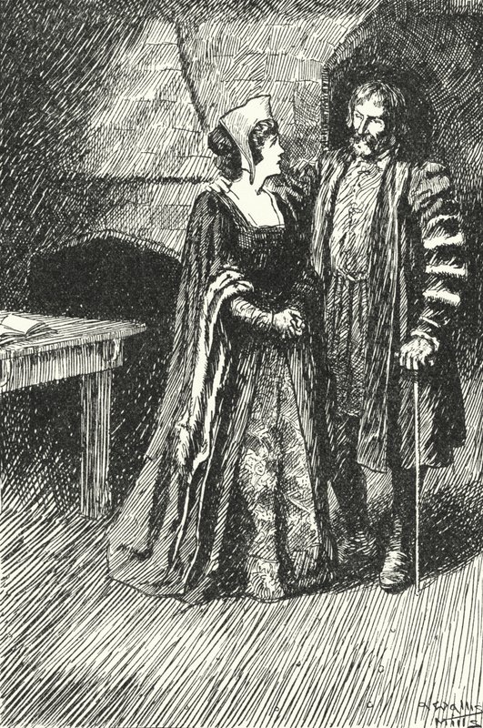 Margaret Roper, Sir Thomas Moren vanhin tytär, vierailemassa isänsä luona vankilassa, 1535 tekijältä Alfred Wallis Mills