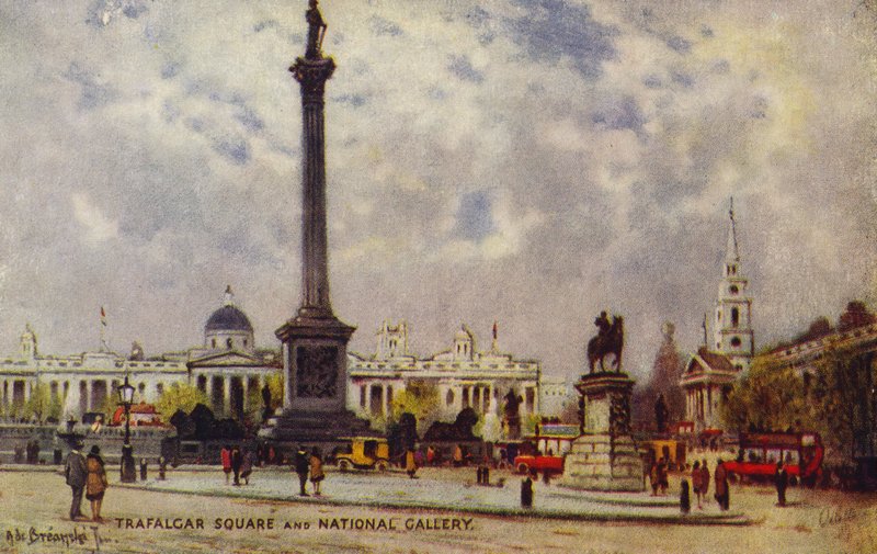 Trafalgar Square ja National Gallery tekijältä Alfred de Breanski