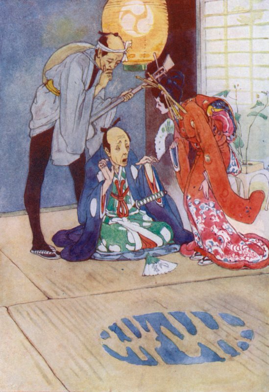 Kuvitus elokuvalle The Story of the Mikado (värilitho) tekijältä Alice Bolingbroke (after) Woodward