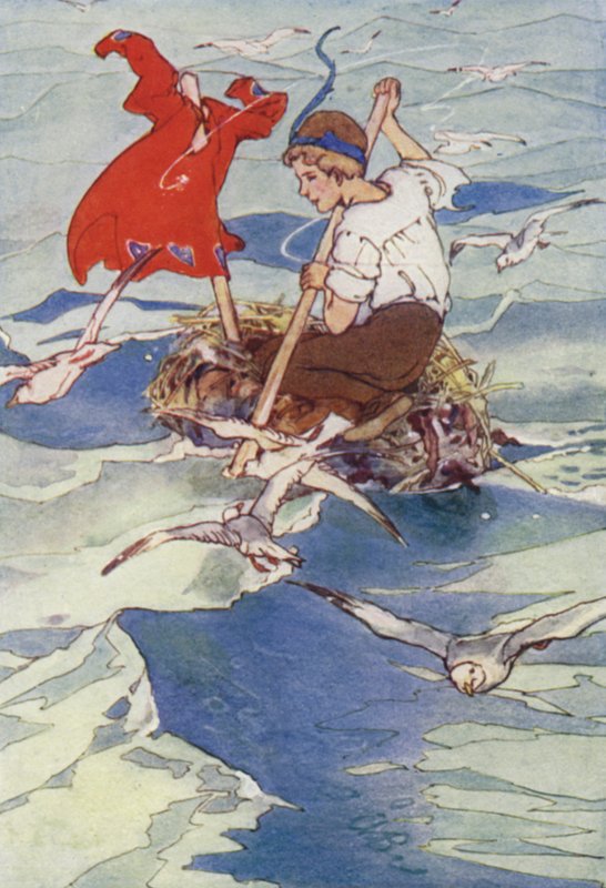 Levittäen takkinsa Tuulelle, hän purjehti iloisesti (väri litho) tekijältä Alice Bolingbroke (after) Woodward