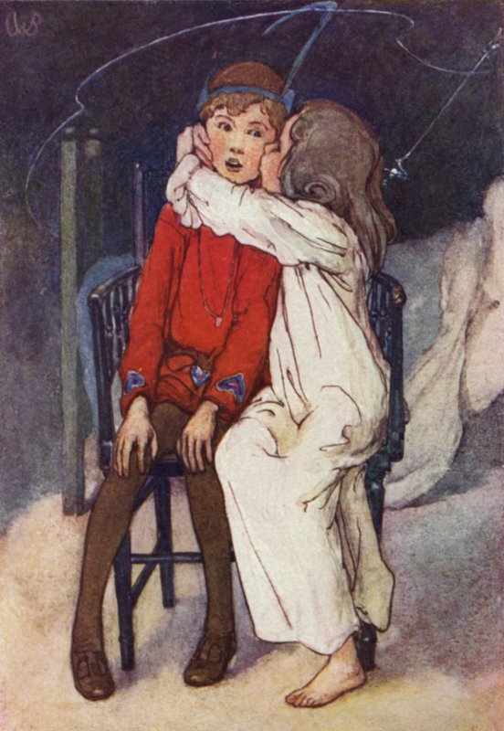 Wendy suuteli hellästi hänen poskeaan (väri litho) tekijältä Alice Bolingbroke (after) Woodward