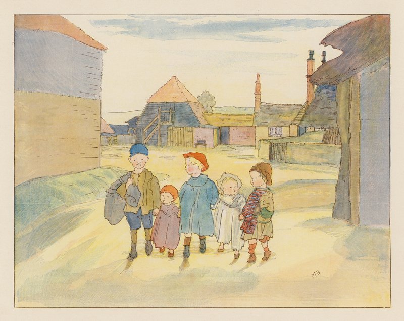 Hyväntekeväisyyspäivä (värilitografia) tekijältä Alice Maud Beddington