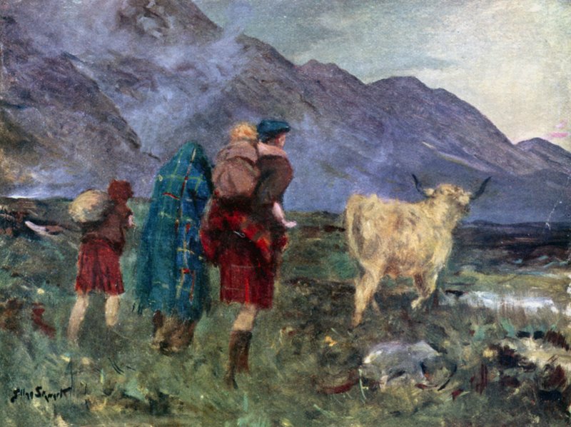 Avasin lehmän ja aloitimme vaivalloisen matkamme (väri litho) tekijältä Allan (after) Stewart