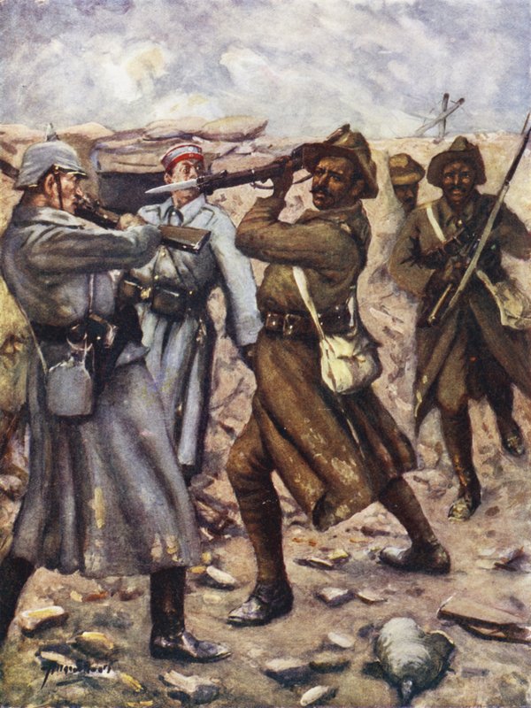 Ensimmäinen intialainen, joka voitti Victoria Crossin - Naik Darwan Singh Negi, Festubert, Ranska, marraskuu 1914 (väri litho) tekijältä Allan (after) Stewart