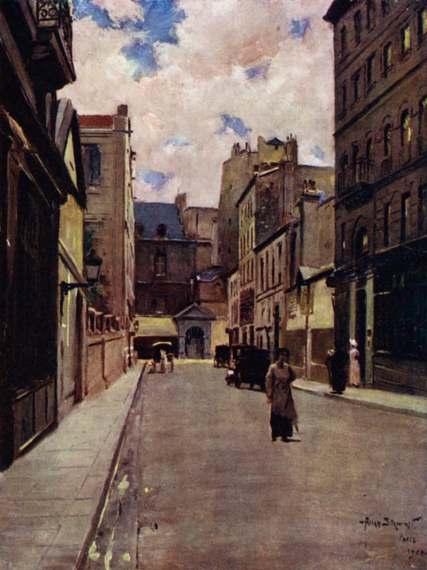 Pariisi: Katu vanhassa Pariisissa, St Germain (väri litho) tekijältä Allan Stewart