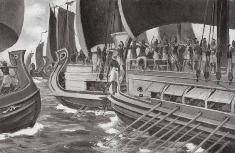 Historian ensimmäinen meritaistelu (litografia) tekijältä Allan Stewart