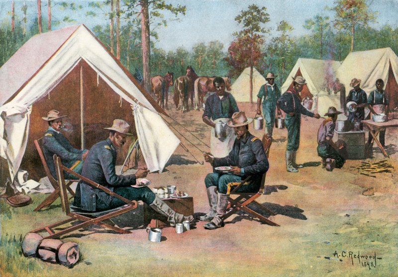 Pease juoksuhaudalla... Upseerien messu, 9. ratsuväki, Port Tampa... tekijältä Allen Carter Redwood