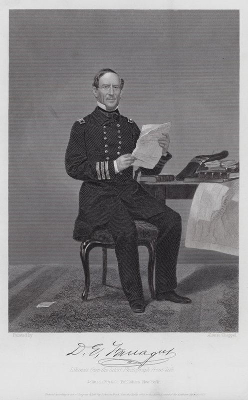 David Glascoe Farragut (kaiverrus) tekijältä Alonzo (after) Chappel