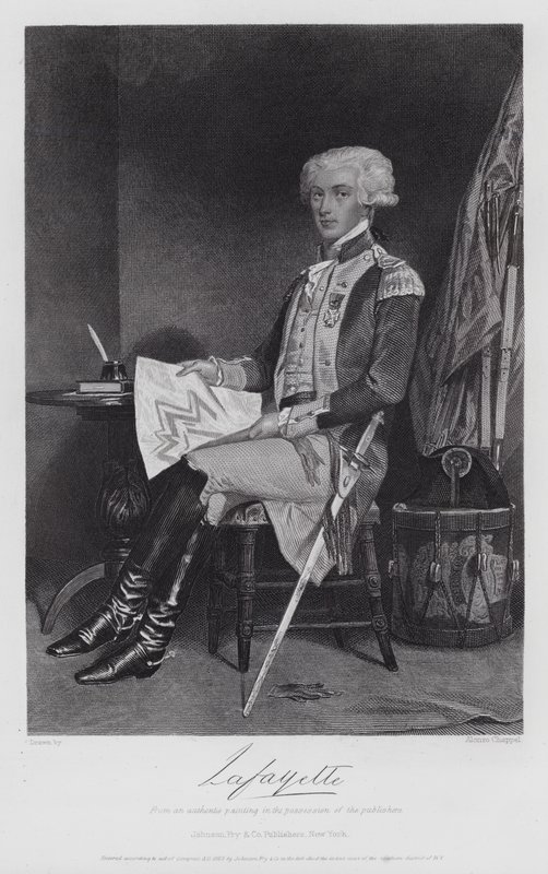 Gilbert Motier De Lafayette (kaiverrus) tekijältä Alonzo (after) Chappel