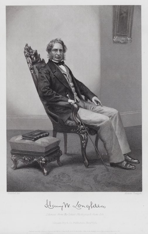 Henry Wadsworth Longfellow (kaiverrus) tekijältä Alonzo (after) Chappel