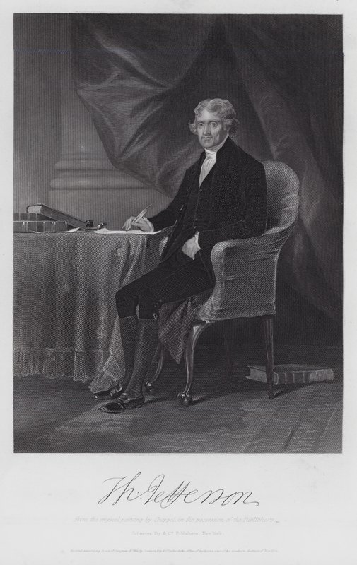 Thomas Jefferson (kaiverrus) tekijältä Alonzo (after) Chappel