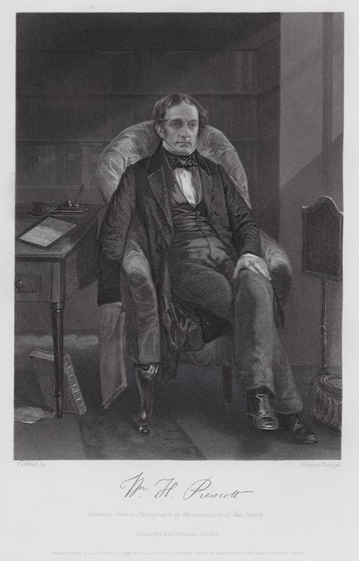 William Hickling Prescott (kaiverrus) tekijältä Alonzo (after) Chappel