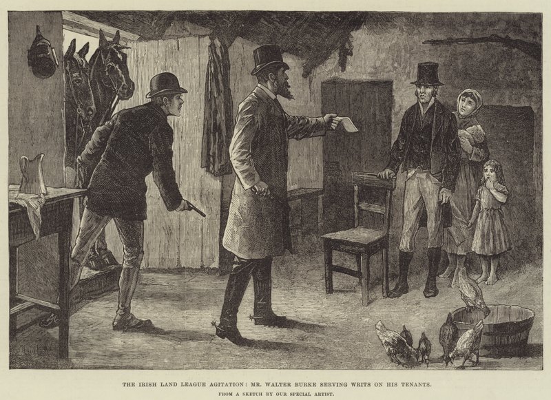 Irish Land League Agitation, herra Walter Burke palvelemassa vuokralaisiaan tekijältä Aloysius O