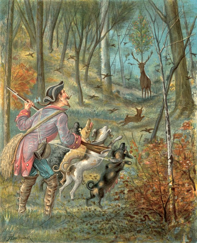 Paroni Münchausenin seikkailut (chromolitho) tekijältä Alphonse Adolphe Bichard