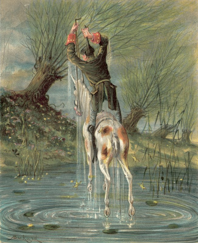 Paroni Münchausenin seikkailut (chromolitho) tekijältä Alphonse Adolphe Bichard