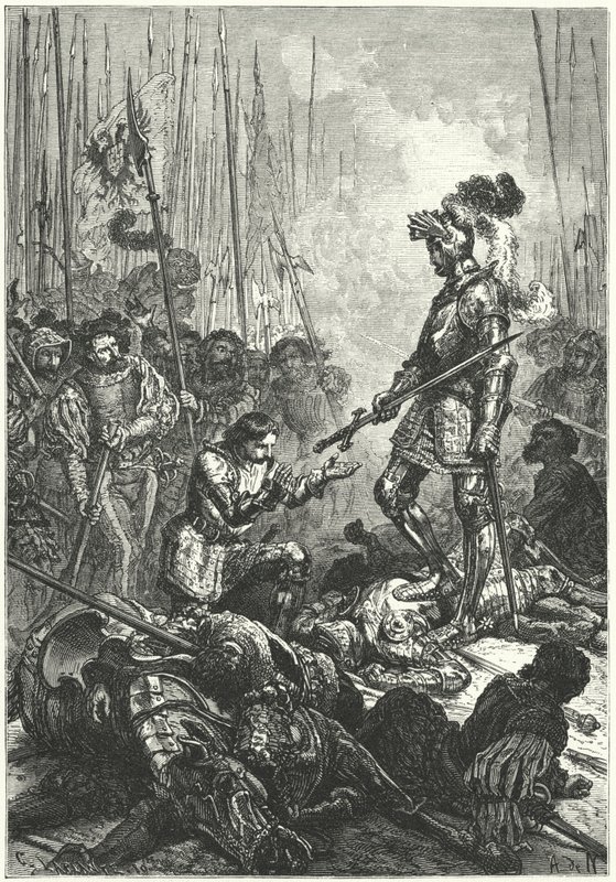 Ranskalainen Francis I joutui vangiksi Pavian taistelussa tekijältä Alphonse Marie de (after) Neuville