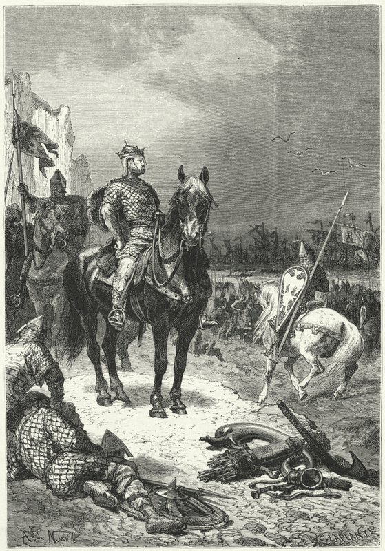 Robert Guiscardin Norman-laivaston laskeutuminen Sisiliaan tekijältä Alphonse Marie de (after) Neuville