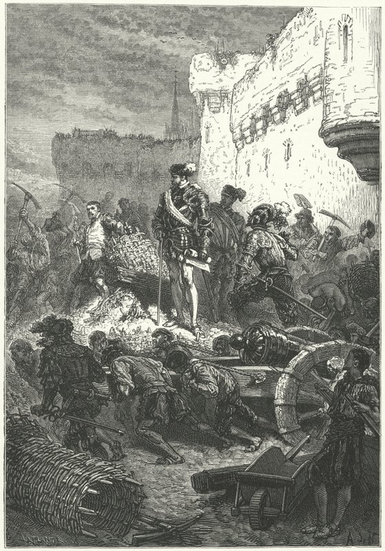 Franciscus, Guisen herttua valvomassa Metzin puolustuksen rakentamista, 1552 tekijältä Alphonse Marie de after Neuville