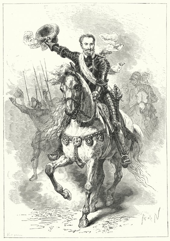 Henrik IV Ranskalainen Ivryn taistelussa 1590 tekijältä Alphonse Marie de after Neuville