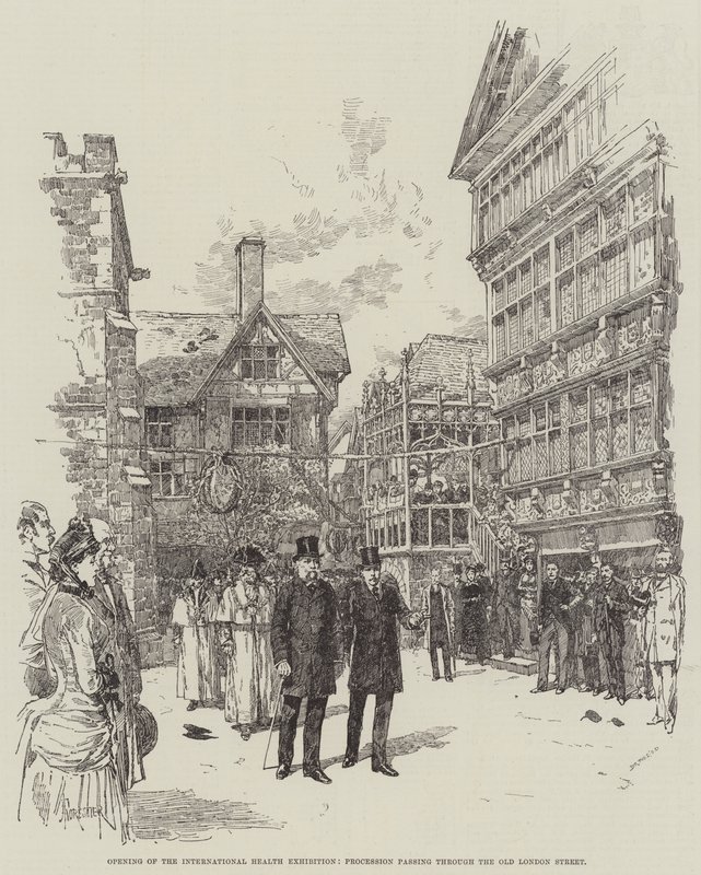 Kansainvälisen terveysnäyttelyn avaaminen, kulkue Old London Streetin läpi tekijältä Amedee Forestier