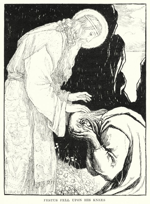 Festus kaatui polvilleen (kaiverrus) tekijältä Amelia M. (attr.to) Bowerley or Bauerle
