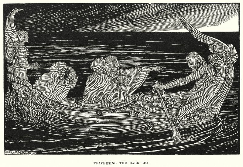 Pimeän meren halki (kaiverrus) tekijältä Amelia M. (attr.to) Bowerley or Bauerle