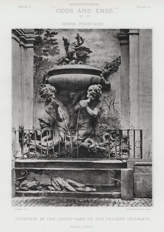 Suihkulähde Palazzo Vicariaton pihalla, Roomassa, Italiassa (m/v kuva) tekijältä American Photographer (after)