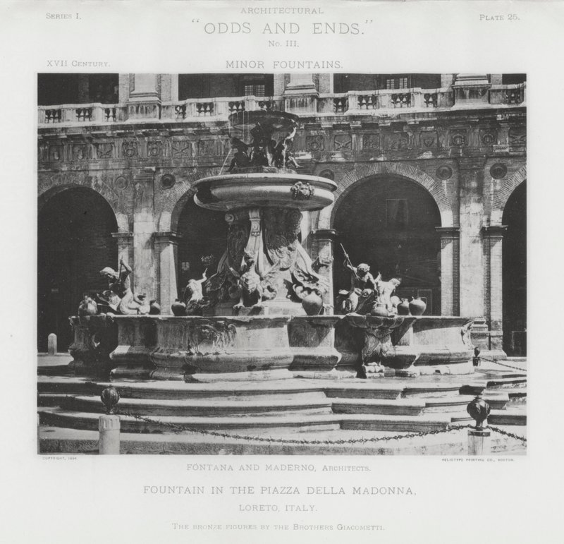 Suihkulähde Piazza Della Madonnassa, Loreto, Italia (m/w kuva) tekijältä American Photographer (after)