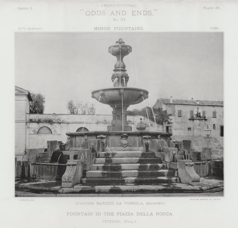 Suihkulähde Piazza Della Roccalla, Viterbossa, Italiassa (valkoinen kuva) tekijältä American Photographer (after)