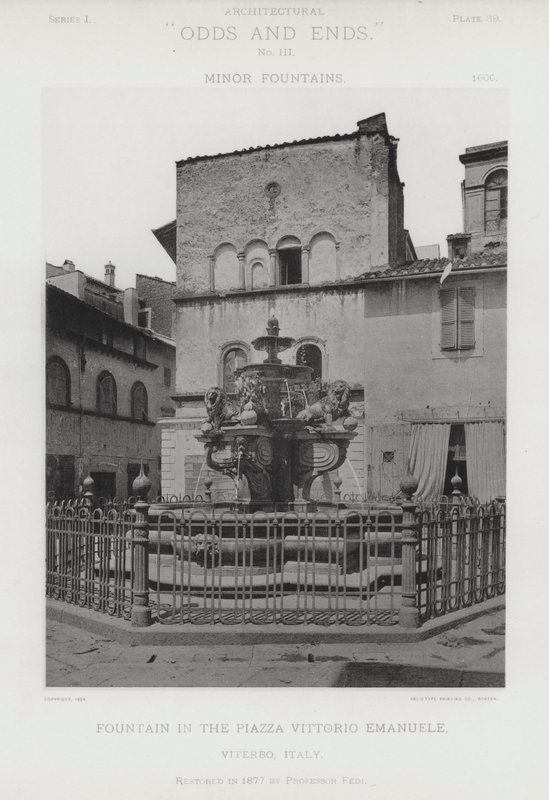 Suihkulähde Piazza Vittorio Emanuelessa, Viterbo, Italia (valkoinen kuva) tekijältä American Photographer (after)