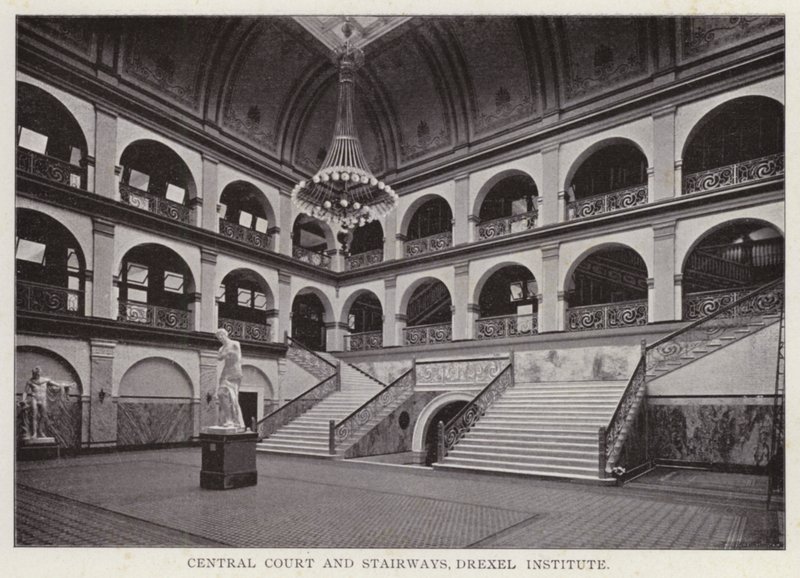Philadelphia: Central Court ja Stairways, Drexel Institute (m/w kuva) tekijältä American Photographer (after)