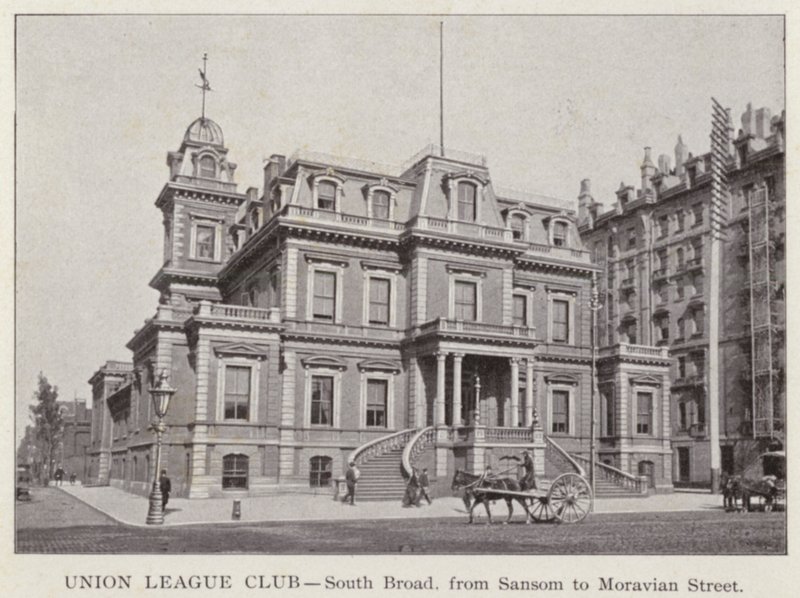 Philadelphia: Union League Club, South Broad, Sansomista Moravian Streetiin (m/v kuva) tekijältä American Photographer (after)