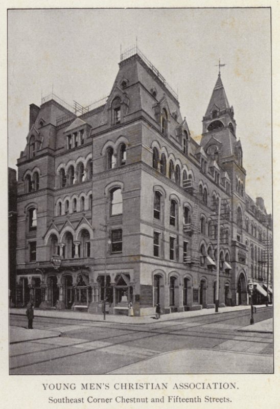Philadelphia: Nuorten miesten kristillinen yhdistys, Southeast Corner Chestnut ja Fifteenth Streets (m/v kuva) tekijältä American Photographer (after)