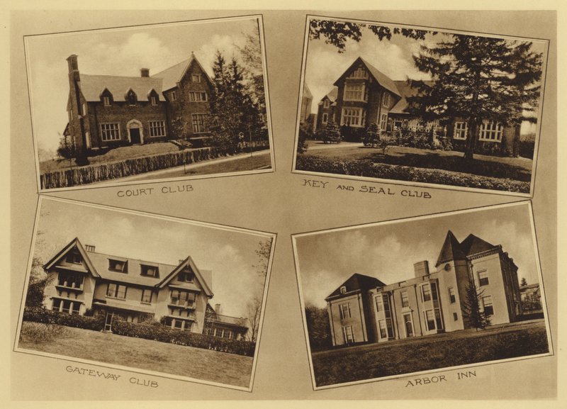 Princetonin yliopisto: Court Club; Key and Seal Club; Gateway Club; Arbor Inn (m/w kuva) tekijältä American Photographer (after)