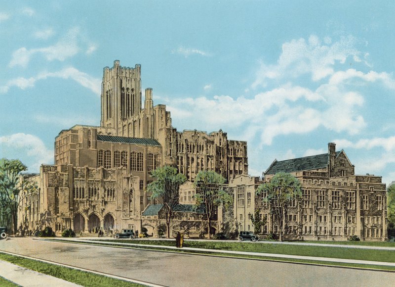 Alexander McKinlock Memorial Campus, Northwestern University, Chicago Avenue ja Lake Shore Drive (värillinen kuva) tekijältä American Photographer