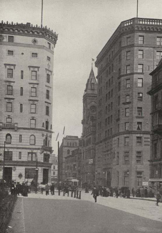 Boston: Touraine, Boylston Street (s/w-kuva): Masonic Temple, YMCU, Hotel Touraine, Boylston Street. tekijältä American Photographer