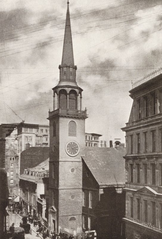 Boston: Street (s/w-kuva): Old South Church, Washington Street (s/w-kuva) tekijältä American Photographer
