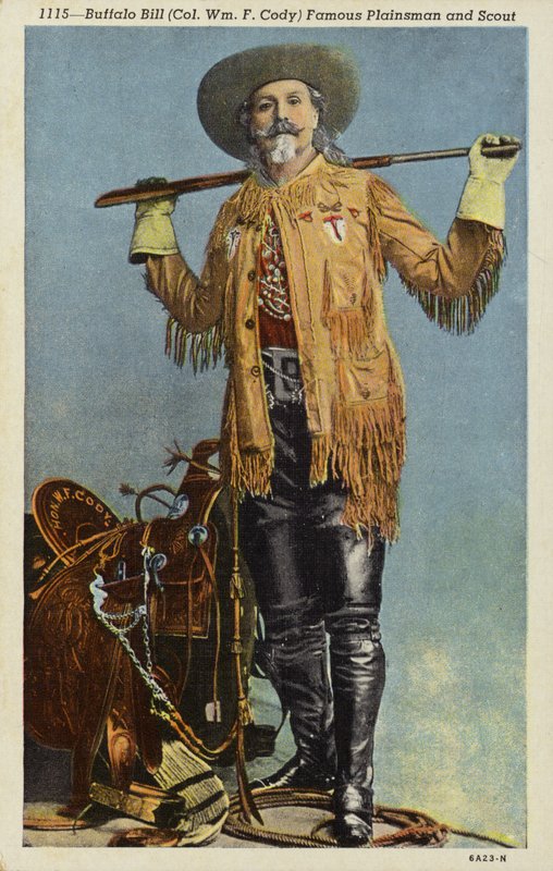 Buffalo Bill, kuuluisa maalaismies ja partiolainen (1846-1917) (värilitografia) tekijältä American Photographer