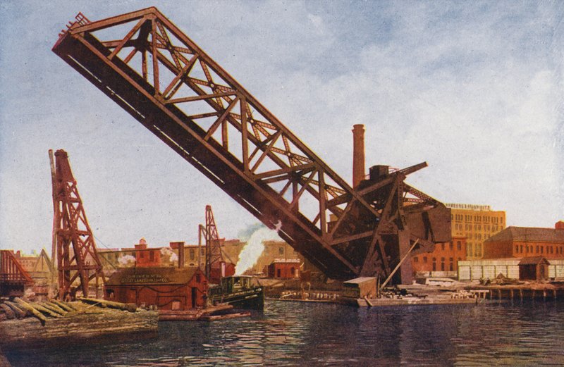 Chicago: Chicago: Single Leaf Bascule Bridge (värikuva) tekijältä American Photographer
