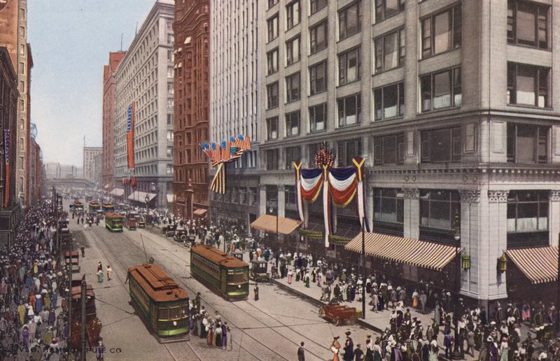 Chicago: State Street, Madisonista pohjoiseen (värikuva). tekijältä American Photographer