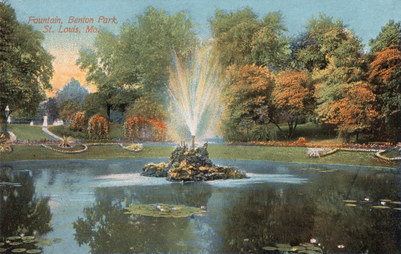 Suihkulähde, Benton Park, St Louis, Mo (värikuva) tekijältä American Photographer