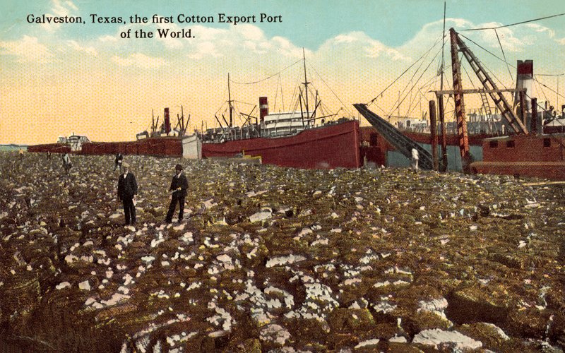 Galveston, Texas, Yhdysvallat, maailman ensimmäinen puuvillan vientisatama (värikuva). tekijältä American Photographer