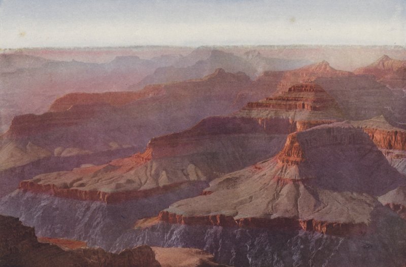 Grand Canyon, Arizona, auringonlasku Hopi Pointista (värillinen kuva) tekijältä American Photographer