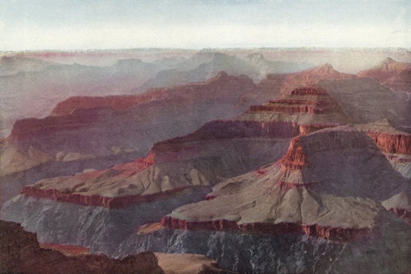 Grand Canyon, Arizona, auringonlasku Hopi Pointista (värillinen kuva) tekijältä American Photographer