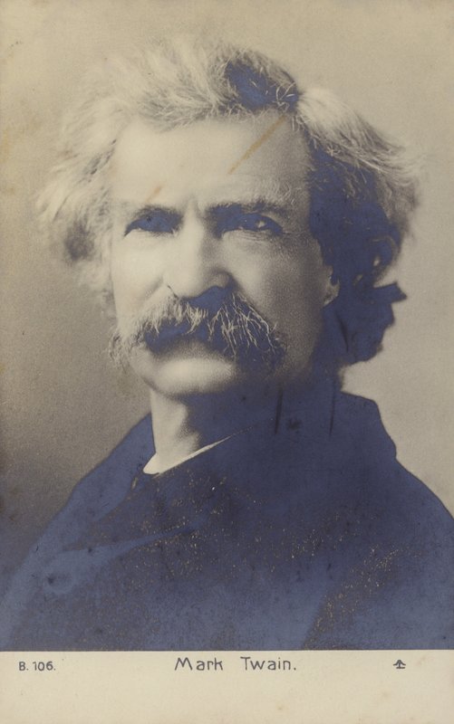 Mark Twain (1835-1910), amerikkalainen kirjailija (s/w-kuva) tekijältä American Photographer