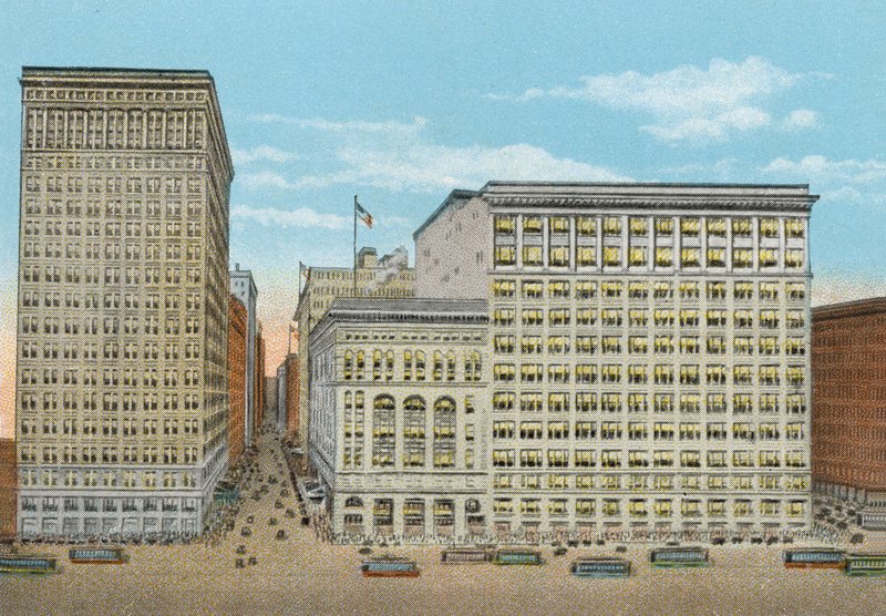 Marshall Field and Company, vähittäiskaupat, Wabash ja Washington (värillinen kuva) tekijältä American Photographer