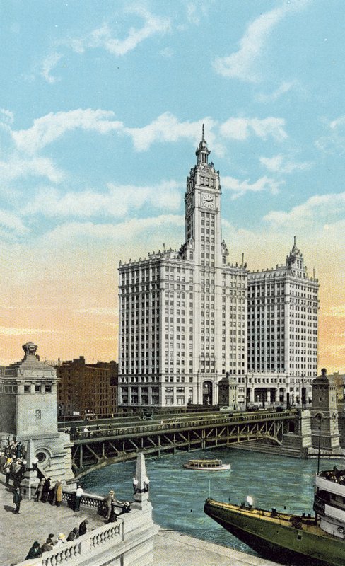 Michigan Boulevard, Bridge ja Wrigley Building (värillinen kuva) tekijältä American Photographer