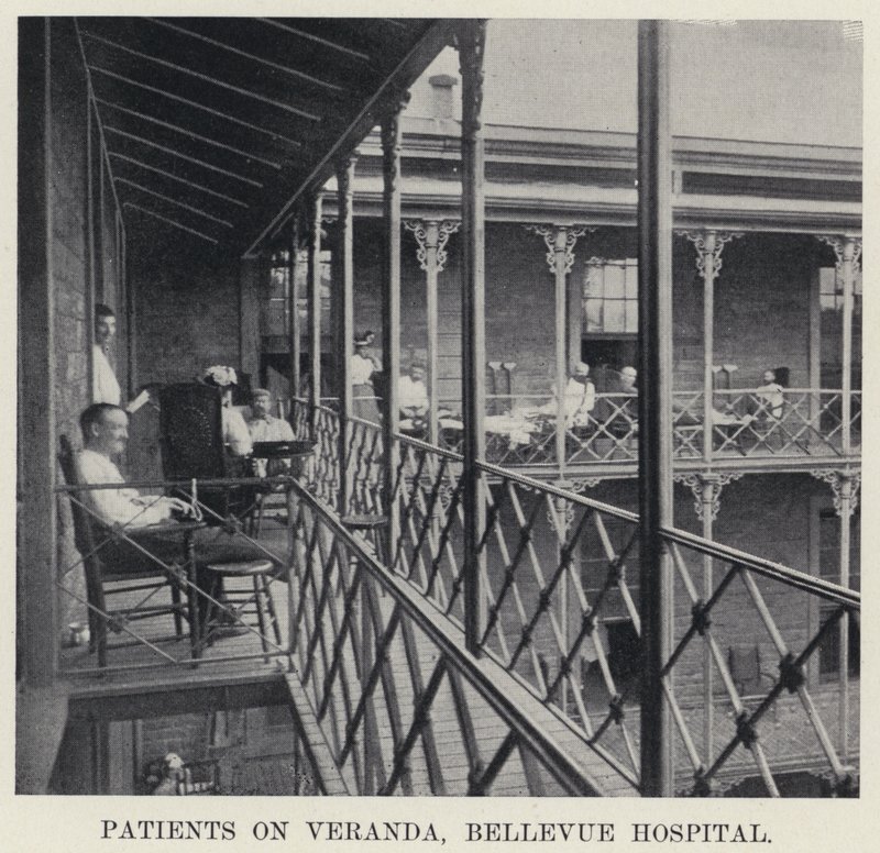 Potilaat verannalla, Bellevue Hospital (m/v kuva) tekijältä American Photographer