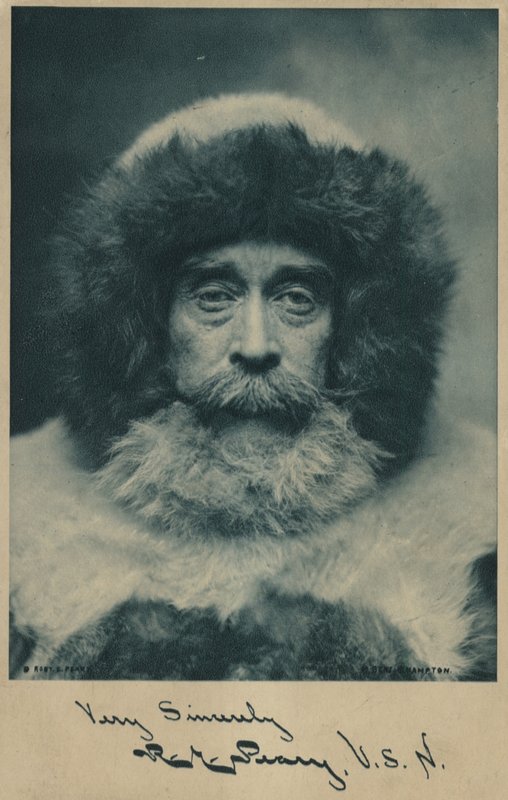 Robert Peary (1856-1920), amerikkalainen arktisen alueen tutkimusmatkailija (s/w-kuva). tekijältä American Photographer